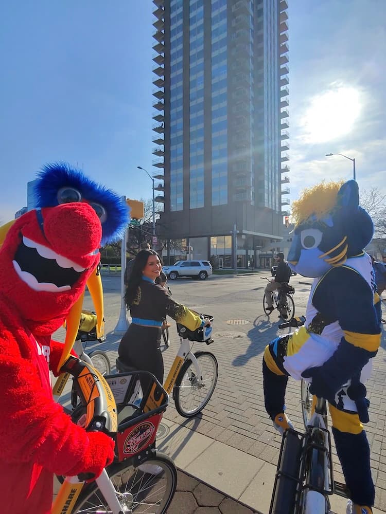 Freddy, Boomer, and Pacemate riding bikes